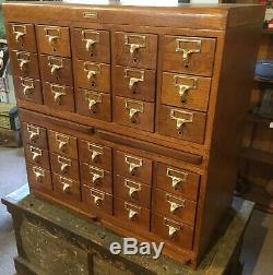 30 Drawer Oak GAYLORD Card catalog Cabinet, brass pulls, Excellent