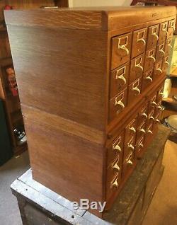 30 Drawer Oak GAYLORD Card catalog Cabinet, brass pulls, Excellent