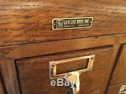 30 Drawer Oak GAYLORD Card catalog Cabinet, brass pulls, Excellent