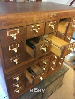 30 Drawer Oak GAYLORD Card catalog Cabinet, brass pulls, Excellent