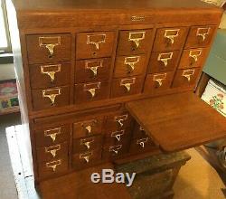 30 Drawer Oak GAYLORD Card catalog Cabinet, brass pulls, Excellent