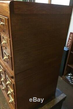 30 Drawer Oak GAYLORD Card catalog Cabinet, brass pulls, Excellent