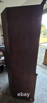 #305 MAH Antique Mahogany Wood Corner China Cabinet Curio with Drawers & Storage