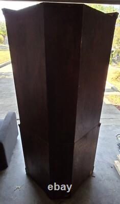 #305 MAH Antique Mahogany Wood Corner China Cabinet Curio with Drawers & Storage