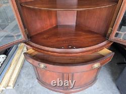#305 MAH Antique Mahogany Wood Corner China Cabinet Curio with Drawers & Storage