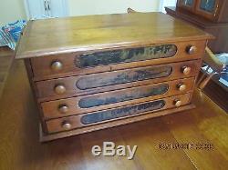 4 DRAWER WALNUT SPOOL THREAD CABINET FOR COLLECTORS, JEWELRY, EXTRA STORAGE