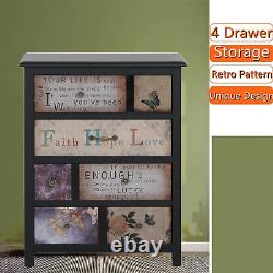 4 Drawer Storage Cabinet Dresser Bedside Table Chest for Bedroom Living Room