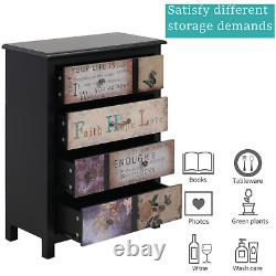 4 Drawer Storage Cabinet Dresser Bedside Table Chest for Bedroom Living Room