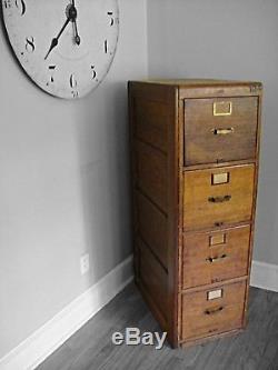 4 Drawer Vintage Library Bureau Sole Makers File Cabinet Card Catalog