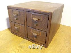 4 Drawer Vintage Oak Library Card Catalog File Cabinet
