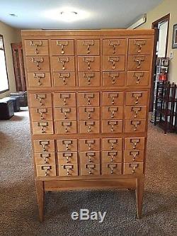 4 Piece Vintage Solid Maple, College Library Card Catalog Cabinet