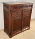 50 Tall Antique French Gothic Revival Storage Cabinet/armoire In Oak Wood