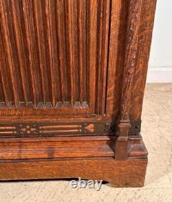 50 Tall Antique French Gothic Revival Storage Cabinet/Armoire in Oak Wood