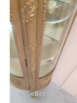 56312 Hollywood Regency Bow Glass Curio Cabinet China VERNIS MARTIN VITRINE