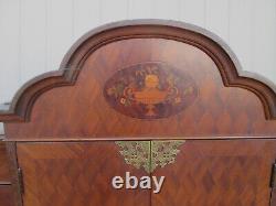 56654 Vintage French Inlaid Urns China Bar Cabinet Curio