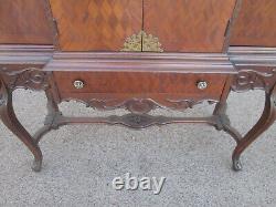 56654 Vintage French Inlaid Urns China Bar Cabinet Curio