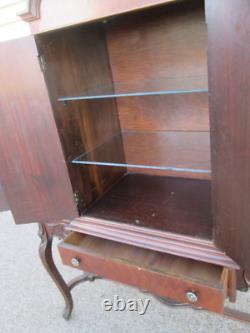 56654 Vintage French Inlaid Urns China Bar Cabinet Curio