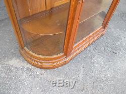 57241 Antique oak Bow Glass China cabinet Curio