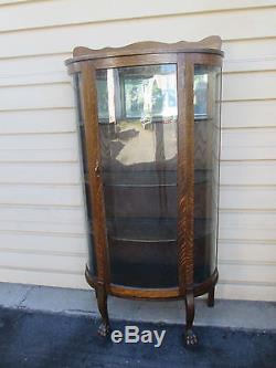 57492 Antique Oak China Cabinet Curio