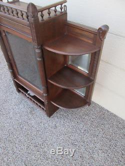 58043 Antique Victorian Whanot Wall Shelf Curio Cabinet