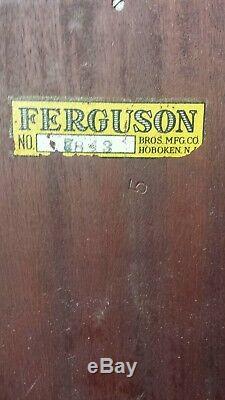 58343 FERGUSON Vintage Mahogany Bow Glass Wall Shelf Curio Cabinet withMirror