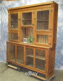 6' Country Store Showcase Display Cabinet Back Bar Barber Shop Kitchen Cupboard