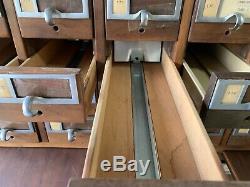 60 Drawer Antique Oak Library Index Cabinet Very Good Condition