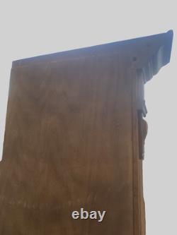 64573 PAIR Oak Corner Cabinet Curio s With 3 wood and glass shelves each