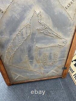 64589 Antique Pie Safe Punched Tin Horse Design