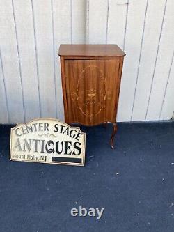 64698 Antique Inlaid Mother- of -Pearl Sheet Music Cabinet Urns and Flowers