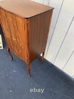 64698 Antique Inlaid Mother- of -Pearl Sheet Music Cabinet Urns and Flowers