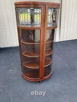 64801 Mahogany Antique Leaded Glass Curio Bow Front China Cabinet