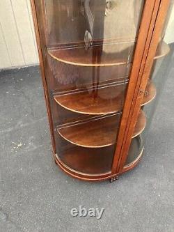 64801 Mahogany Antique Leaded Glass Curio Bow Front China Cabinet