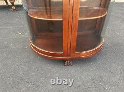 64801 Mahogany Antique Leaded Glass Curio Bow Front China Cabinet