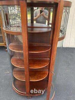 64801 Mahogany Antique Leaded Glass Curio Bow Front China Cabinet