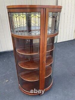 64801 Mahogany Antique Leaded Glass Curio Bow Front China Cabinet