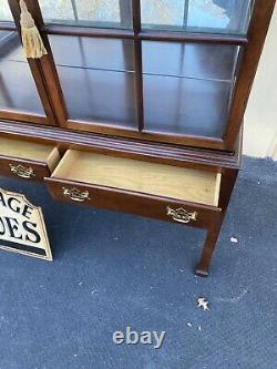 64966 Quality 2 piece Lighted Curio Cabinet China Cabinet with Drawers