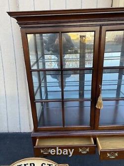 64966 Quality 2 piece Lighted Curio Cabinet China Cabinet with Drawers