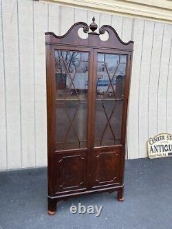 65175 Antique Mahogany Corner China Cabinet Curio