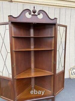 65175 Antique Mahogany Corner China Cabinet Curio