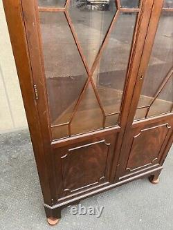 65175 Antique Mahogany Corner China Cabinet Curio