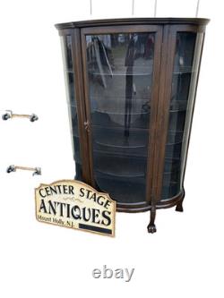 65261 Oak Victorian Bow Glass China Cabinet Curio