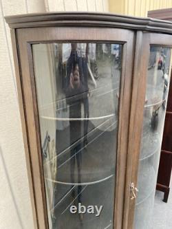 65261 Oak Victorian Bow Glass China Cabinet Curio