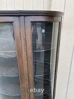 65261 Oak Victorian Bow Glass China Cabinet Curio