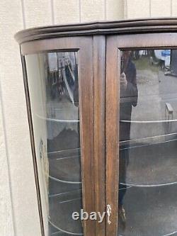 65261 Oak Victorian Bow Glass China Cabinet Curio