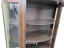 65261 Oak Victorian Bow Glass China Cabinet Curio