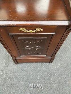 65368 Antique Victorian Hand Carved Coal Bin Cabinet