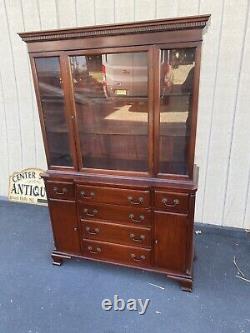 66021 Antique Solid Mahogany Breakfront China Cabinet