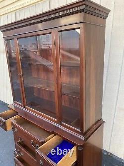 66021 Antique Solid Mahogany Breakfront China Cabinet