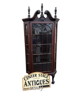 67132 Antique Victorian Mahogany Corner China Cabinet Curio